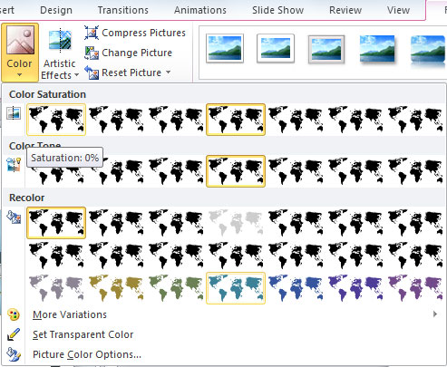 كيفية تغيير لون الصورة في PowerPoint 2010