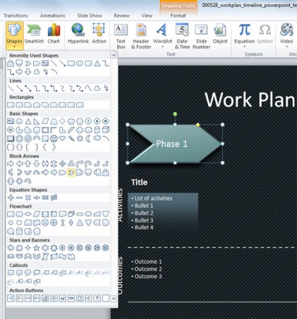 كيفية إنشاء خطة الجدول الزمني العمل في PowerPoint 2010