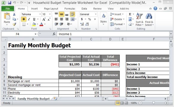 presupuesto familiar excel