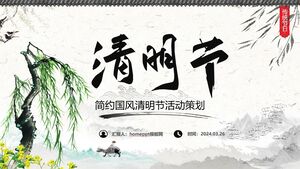 Modelo de PPT de planejamento de atividades do Festival Qingming em estilo chinês simplificado