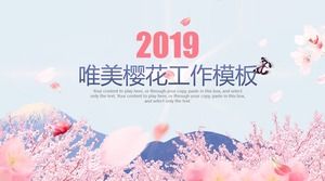 Pink fresh and beautiful romantic peach blossom cherry blossom PPT template