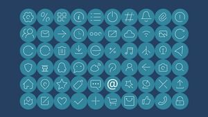 60 icone PPT linea minimalista modificabili in blu
