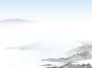 الضوء الأزرق الأقصى الغيوم الجبلية اللوحة الصينية صورة خلفية PPT