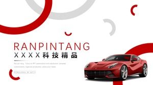 Sports car display and introduction passion red fashion magazine style ppt template
