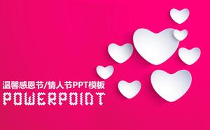 Template PPT Thanksgiving dengan latar belakang cinta berbentuk hati merah muda