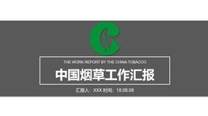 Grüne und graue Abflachungsatmosphäre China Tabakindustrie Arbeitsbericht ppt Vorlage