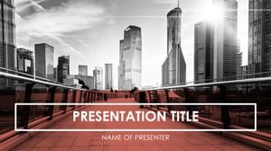Modern city gray picture background positive and negative creative high-end business ppt template