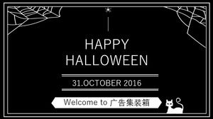 Dia das Bruxas feliz preto e branco modelo de ppt de Halloween