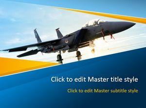 Cool fighter military theme blue orange color ppt template