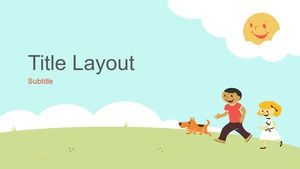 Take the dog to play-beautiful children's day cute cartoon ppt template