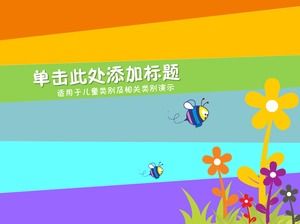 Hewan warna-warni berwarna-warni cerah dan tanaman kartun anime ppt template
