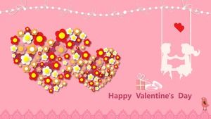 Szczęśliwych walentynek 201X romantyczny szablon karty z pozdrowieniami dynamiczne Walentynki ppt