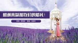 Lavender background romantic wedding PPT template