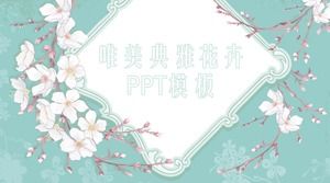 Свежий и красивый Han Fan цветочный фон арт дизайн PPT шаблон
