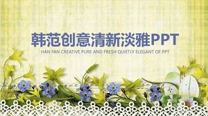 Modelo de PPT de flor de fã fresco Han
