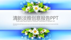 PPT template of work report decorated with delicate flowers