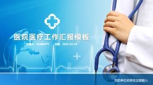 Raport medyczny PPT szablon na niebieskim tle lekarz