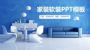 Modelo de PPT de design de interiores moderno estilo minimalista de tom azul