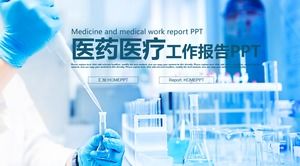 Modelo de PPT de medicina da vida no fundo do laboratório químico