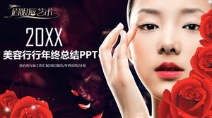 Template PPT industri kecantikan dengan latar belakang kecantikan makeup