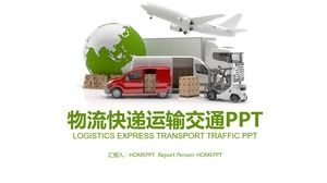 Plantilla de PPT de informe de resumen de trabajo de industria de transporte de logística verde
