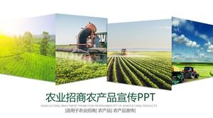 Template PPT investasi pertanian dengan latar belakang kombinasi gambar