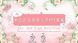 Valentinstag PPT Vorlage des romantischen rosa Blumenkleides