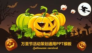 Three pumpkin background Halloween PPT template free download