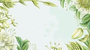 Zwei grüne Aquarellpflanzen-PPT-Hintergrundbilder