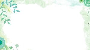 緑の新鮮な水彩手描きの葉PPT背景画像