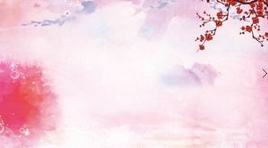 Imagen de fondo PPT hermosa flor de ciruelo rosa