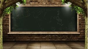 Brick wall blackboard PPT background picture