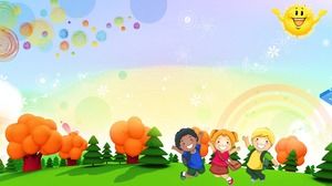 Three colorful cartoon forest PPT background pictures