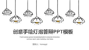 Modelo de PPT resposta criativa mão desenhada lâmpada tese de graduação