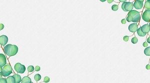 Five green cartoon leaves PPT background pictures