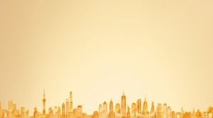 Imagen de fondo PPT de silueta de edificio de ciudad dorada