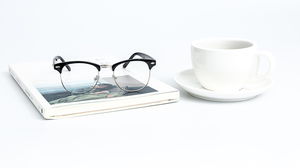 Copo de café óculos livro pequeno fresco PPT imagem de fundo