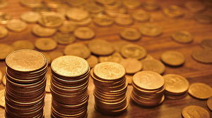 Immagine finanziaria del fondo di PPT di valuta della moneta di oro