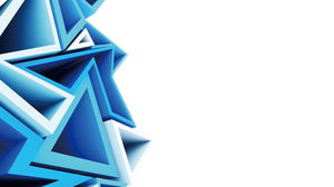 青い立体三角形ポリゴンPPT背景画像