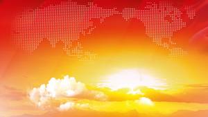 PPT background picture of sunrise white cloud world map bitmap