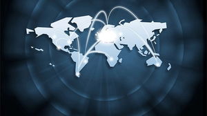 Gambar latar belakang peta dunia siluet PPT biru