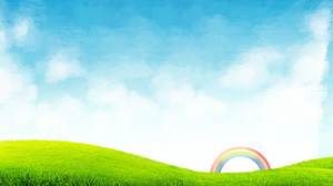 Immagine del fondo dell'arcobaleno PPT dell'erba bianca della nuvola e del cielo blu
