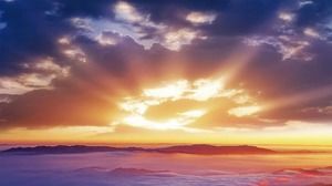 Lila Sonnenaufgangwolkenmeer-PPT-Hintergrundbild