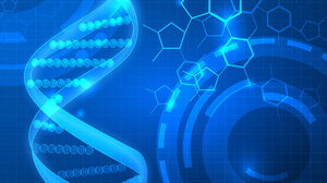 藍色扁平DNA生命科學PPT背景圖片