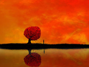 Red cartoon nature PPT background picture