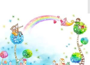 Regenbogenwindmühle Kindertag PPT Hintergrundbild