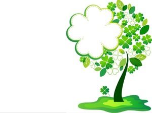 Green four-leaf clover cartoon border PPT background picture
