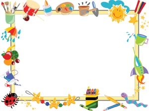 Slide border background picture of colorful cartoon painting tool background