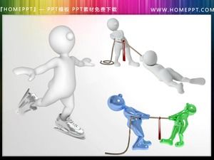Three groups of transparent sports theme white villains PPT material