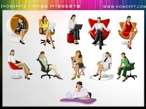 11 Farbe sitzen Arbeitsplatz weibliche PPT Illustrationsmaterialien